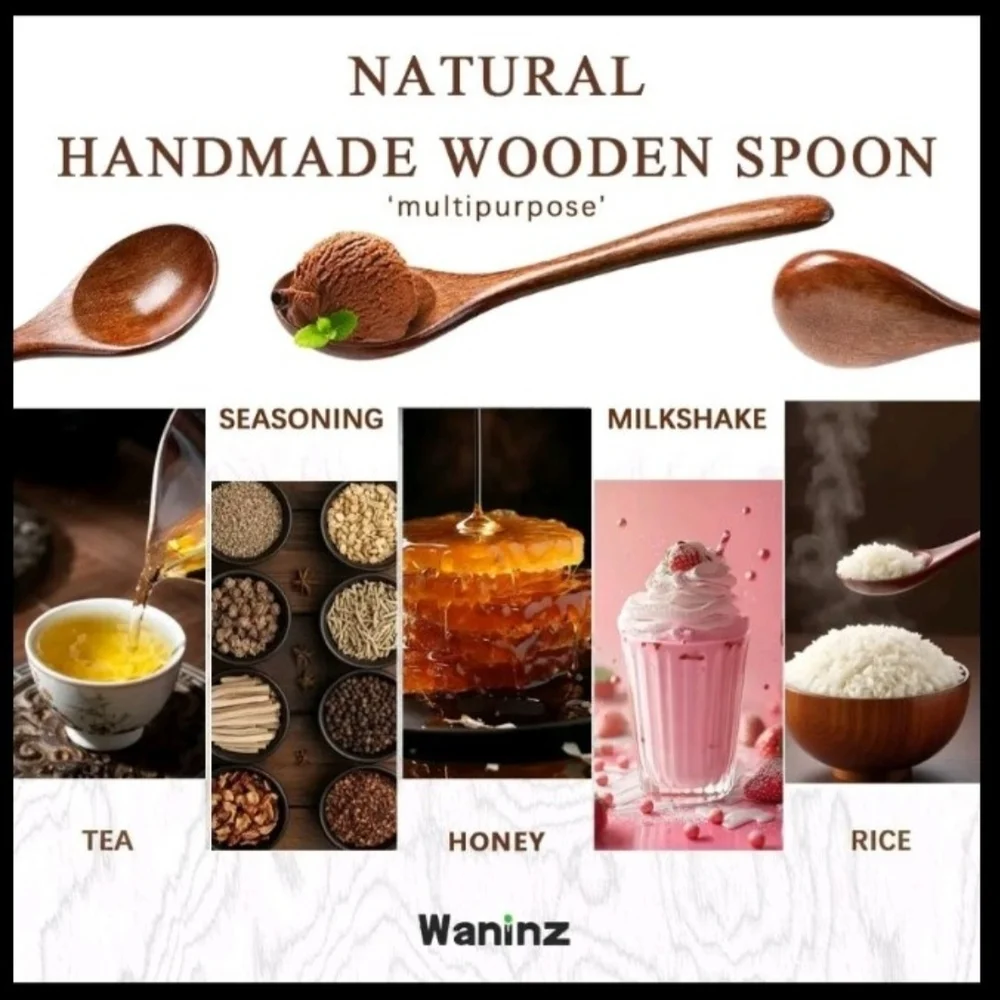 Elegant Brown Wooden Spoon Set